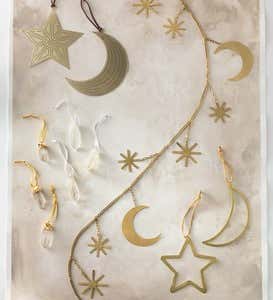 Hole Punch Metal Star and Moon Brass Ornaments