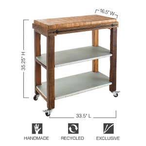 Reclaimed Rolling Butcher Block Kitchen Island with Storage