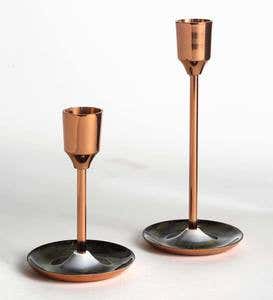 Copper Finish Taper Candlestick Holder, Set of 2