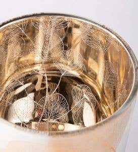 Etched Silver Dollar Glass Hurricane Candle Holders