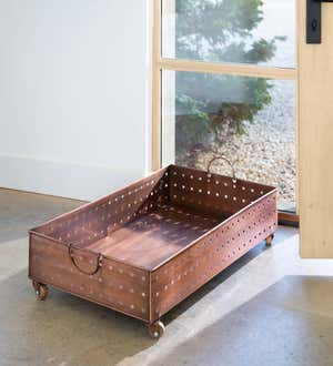 Hole Punched Copper Finish Rolling Boot Tray