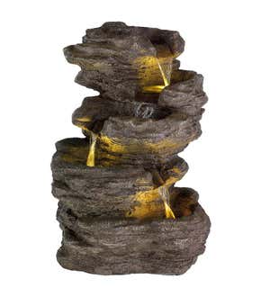 LED Lighted 5-Tier Rock Water Fountain