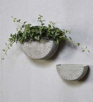 Etched Cement Wall Planter, Small