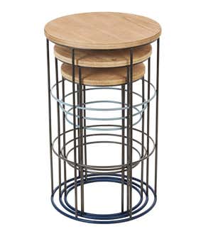 Metal and Wood Nesting Side Tables, Set of 3