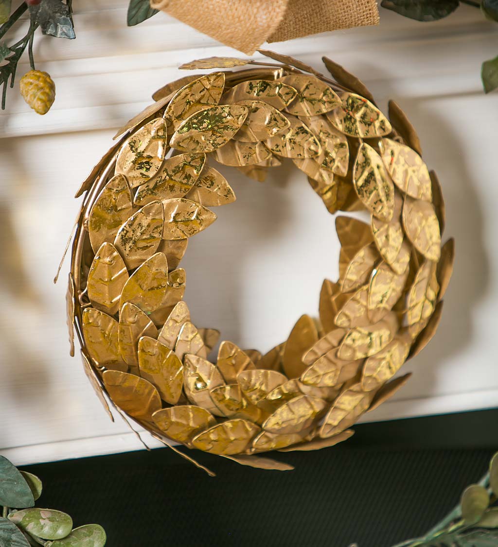 Magnolia Leaf Gold Metal Wreath