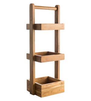 3-Tiered Teak Wood Shelf Stand