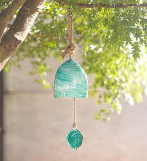 Jumbo Aqua Glass Garden Bell