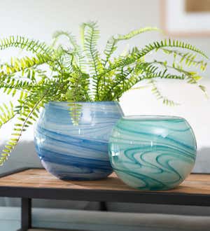 Swirling Glass Bowl Planters