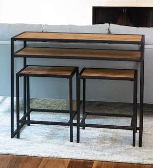 3-Piece Reclaimed Nesting Console with Stool Set