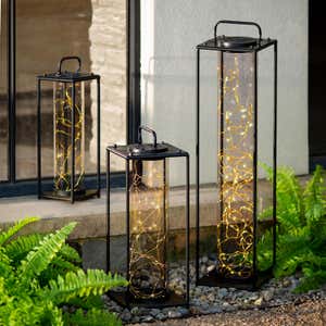 All-Weather Firefly Solar-Lighted Lantern, Large