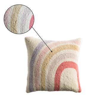 Modern Rainbow Hand-Hooked Wool Pillow, 16" Sq.