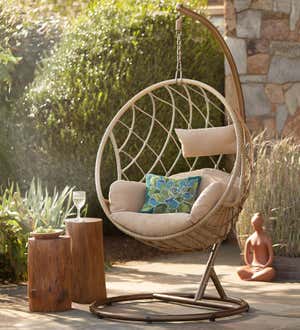 Round Rattan Hanging Chair with Stand