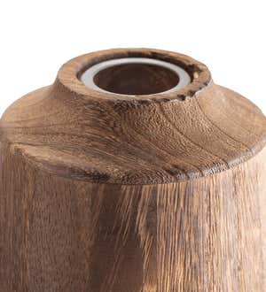 Modern Wood Topped Medium Glass Vase