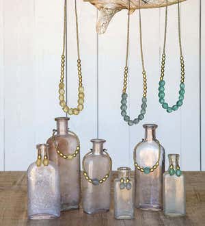 Recycled Sea Glass Brass Drop Earrings