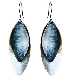 Mother of Pearl and Brass Drop Earrings