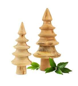 Tiered Turned Wood Holiday Trees, Set of 2
