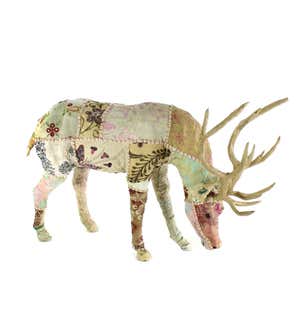 Upcycled Kantha Deer Grazing Stag, X-Large