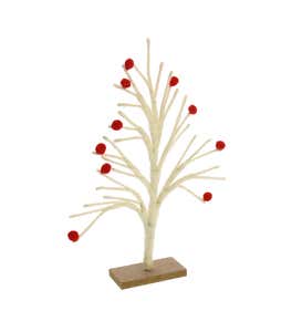 White Felt Tree with Red Berries, Large