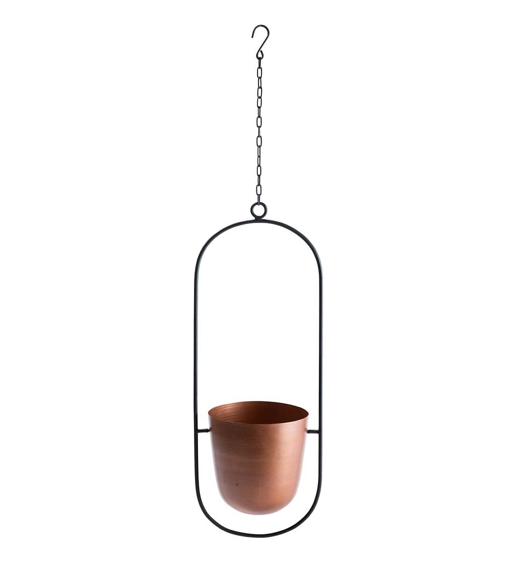 Copper Finish Hanging Planter, Oval