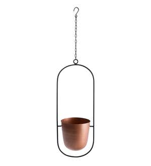 Copper Finish Hanging Planter, Oval