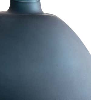 Navy and Gray Recycled Frosted Glass Balloon Vases, Set of 2