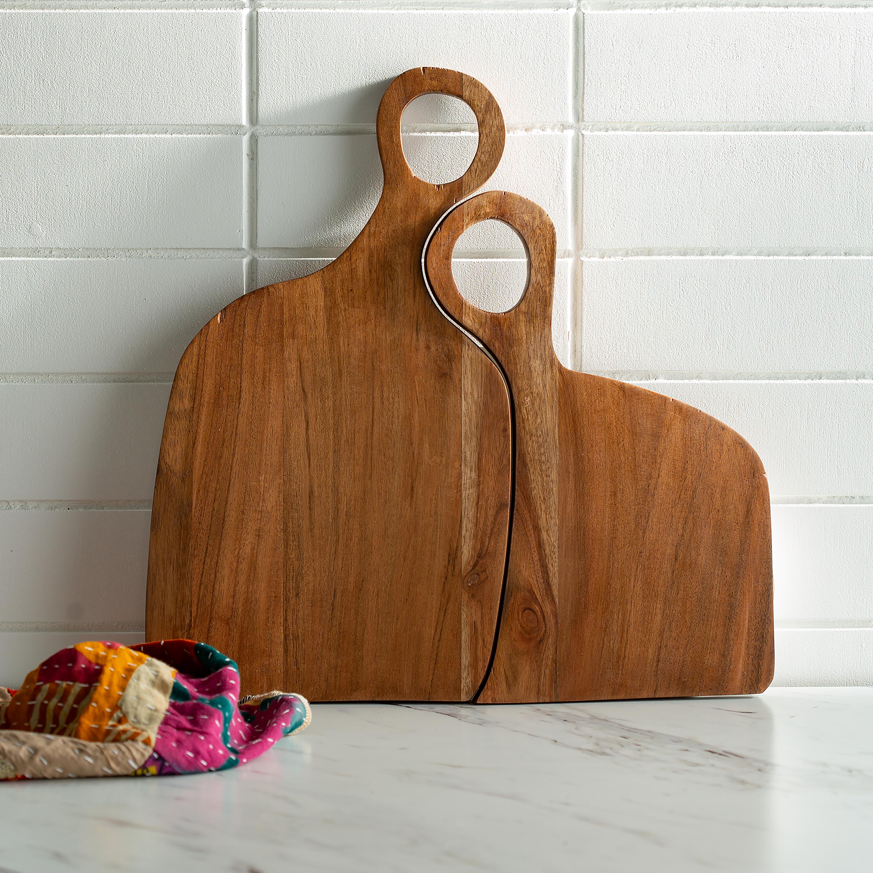 Nested Love Wood Cutting Boards Natural, Set of 2