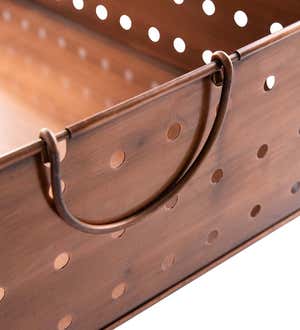Hole Punched Copper Finish Rolling Boot Tray