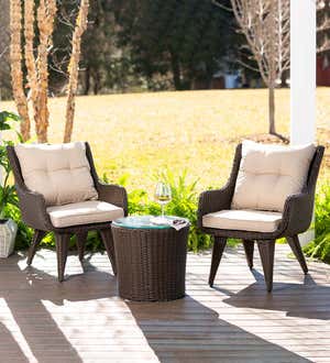 Mid-Mod Wicker Seating Set with Side Table, 3-Piece Set