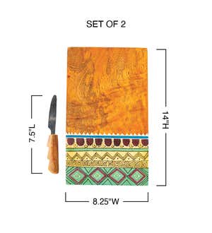 Painted Serving Board with Cheese Knife, Rectangle