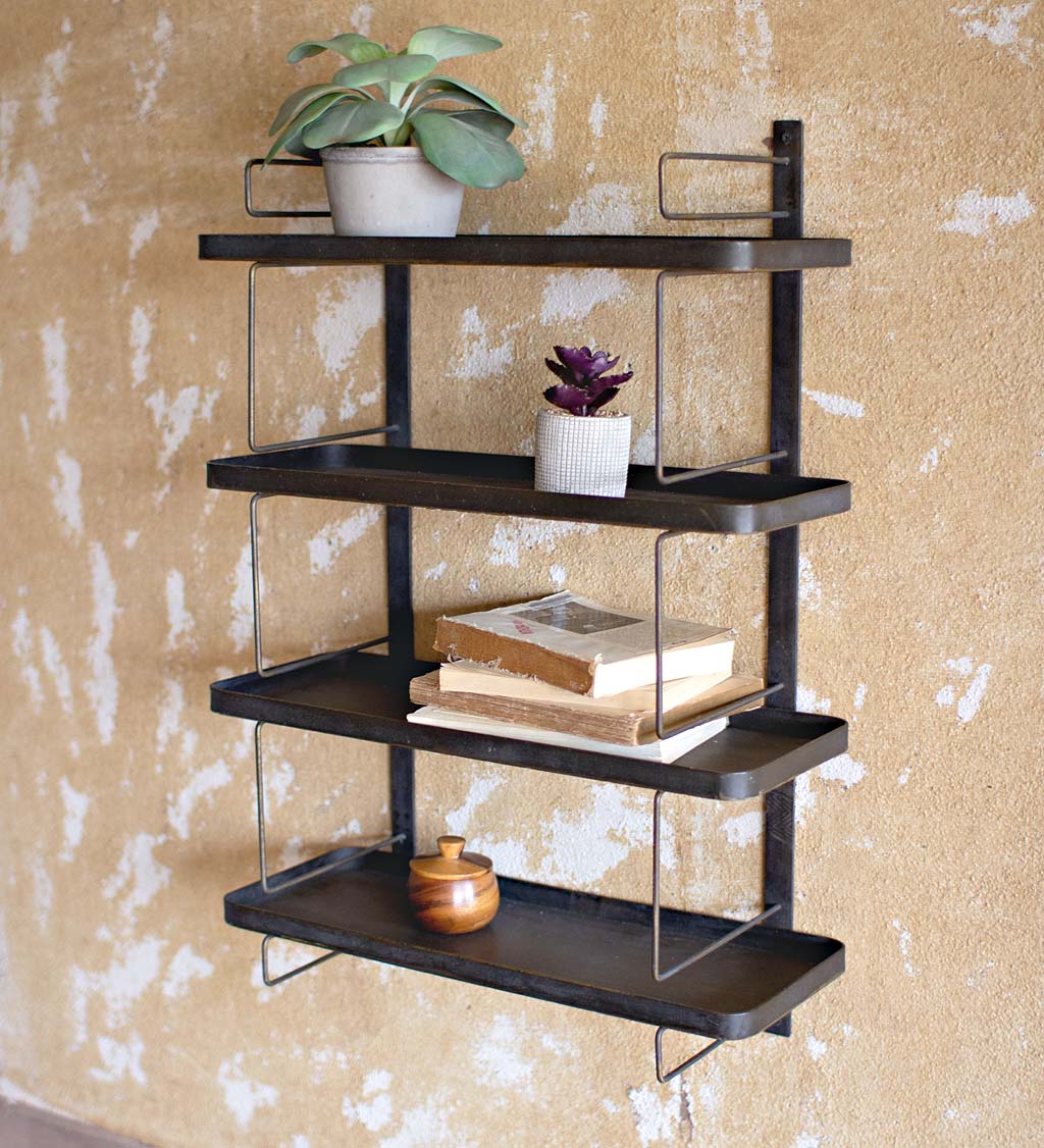4-Shelf Metal Wall Accent Bookcase