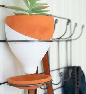 Entryway Coat Rack with Clay Planter