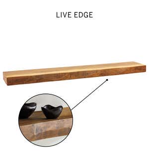 Live-Edge Mango Wood Floating Shelf, 60"L x 10"W