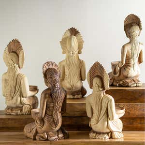 Artisan Carved Wood Lakshmi Statue