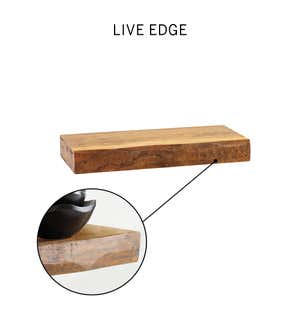 Live-Edge Mango Wood Floating Shelf, 24"L x 10"W