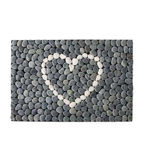 Indoor/ Outdoor River Stone Heart Silhouette Doormat