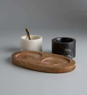 Marble Salt and Pepper Tray Set