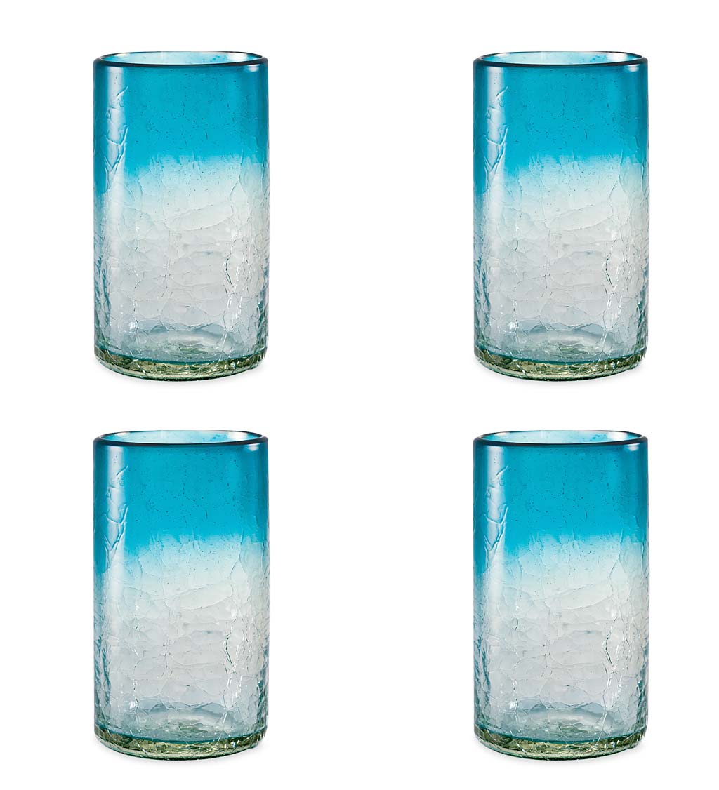 Maya Recycled Pint Glasses, Set /4 - Aquamarine