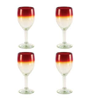 Maya Red Stemless Wine Glasses, Set of 4