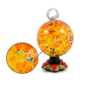 Recycled Glass Round Carnival Hummingbird Feeder