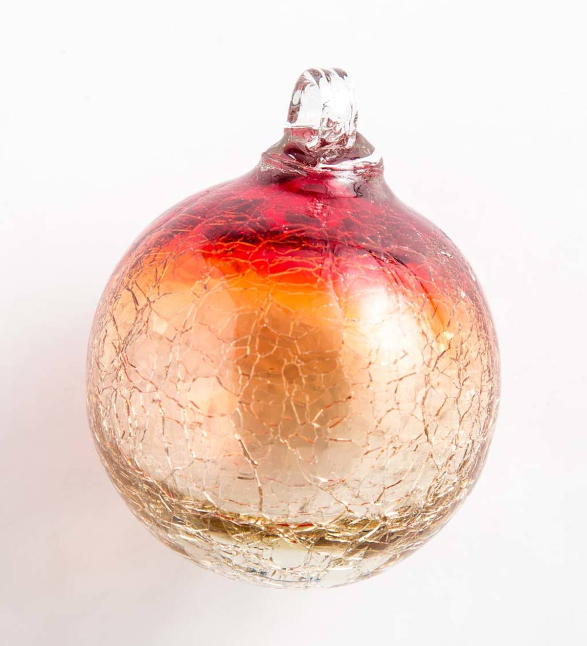 Maya Medium Recycled Glass Sphere Ornament, Red - Red