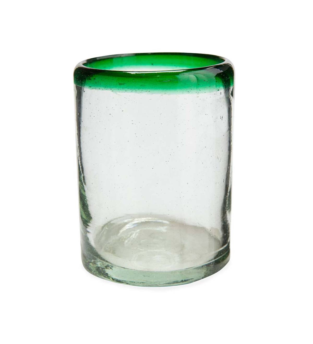 Color Rim Recycled Tumbler Glass, 8 oz.