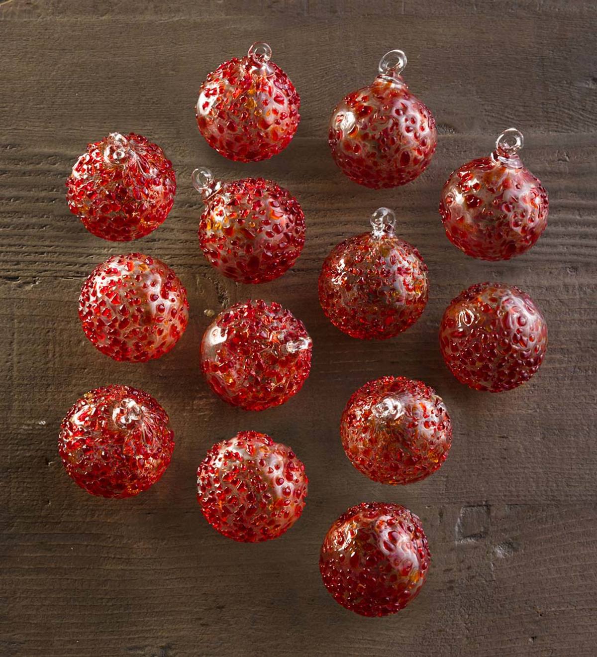 Confetti Recycled Glass Ornaments S/12 Extra Small - Red