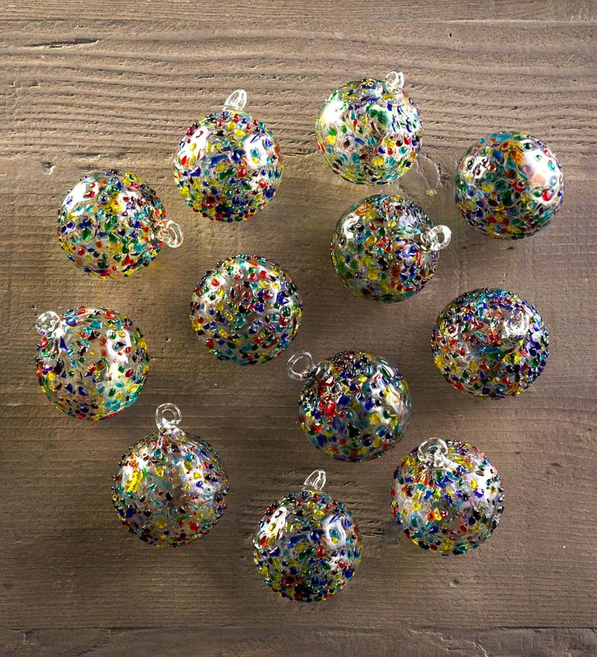 Confetti Recycled Glass Ornaments S/12 Extra Small