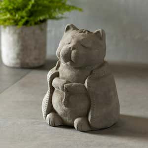 Zen Meditating Cat Sculpture