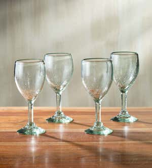 Maya Recycled Wine Glasses, Set /4 - Aquamarine