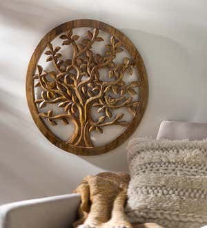 Wooden Carved Tree of Life Wall Art