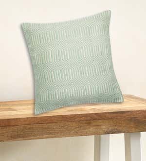 Aqua/Ivory Indoor Outdoor Pillow, 22" Square