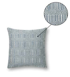 Navy/Ivory Indoor Outdoor Pillow, 22" Square