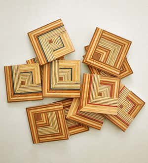 Handcrafted Wood-Pieced Coasters by Alexandria Cicorschi, Set of 4