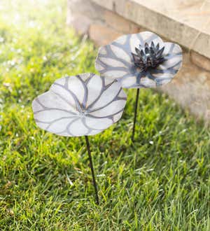 Artisan-Made Lily Pad Garden Stakes, Set of 2